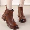 New Genuine Leather Low Heel Beef Sole Women's Ankle Boots Fashion Casual Leather Boots Warm Cotton Shoes C875