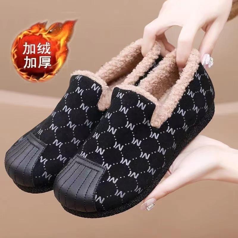 Soft-soled Velvet Beanie Shoes Winter New Warm Fluffy Shoes Lazy One-pedal Casual Women's Cotton Shoes