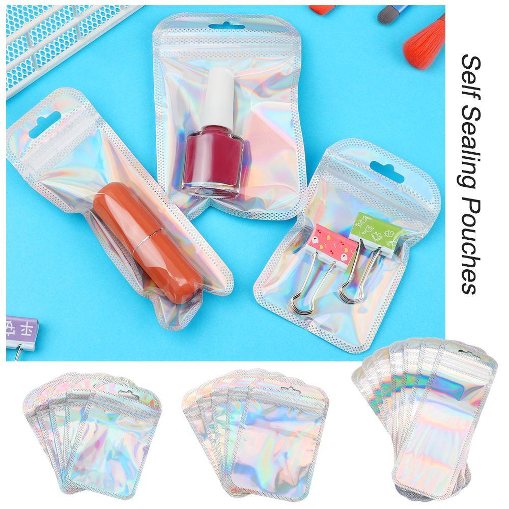 High quality Iridescent Jewelry Display OPP Bags Packaging Bag Zip lock Pouches Self Sealing Bag