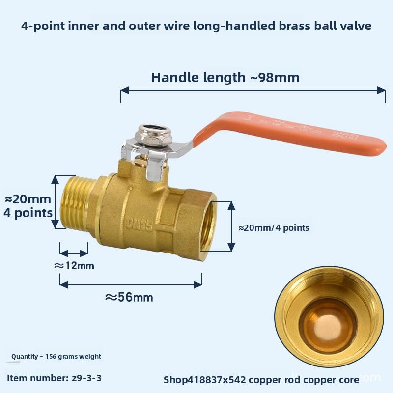 1/2 3/4 1" Brass Thread Connector Valve Water Pipe Fittings Quick Connector Ball Valve Garden Watering Irrigation Copper Coupler