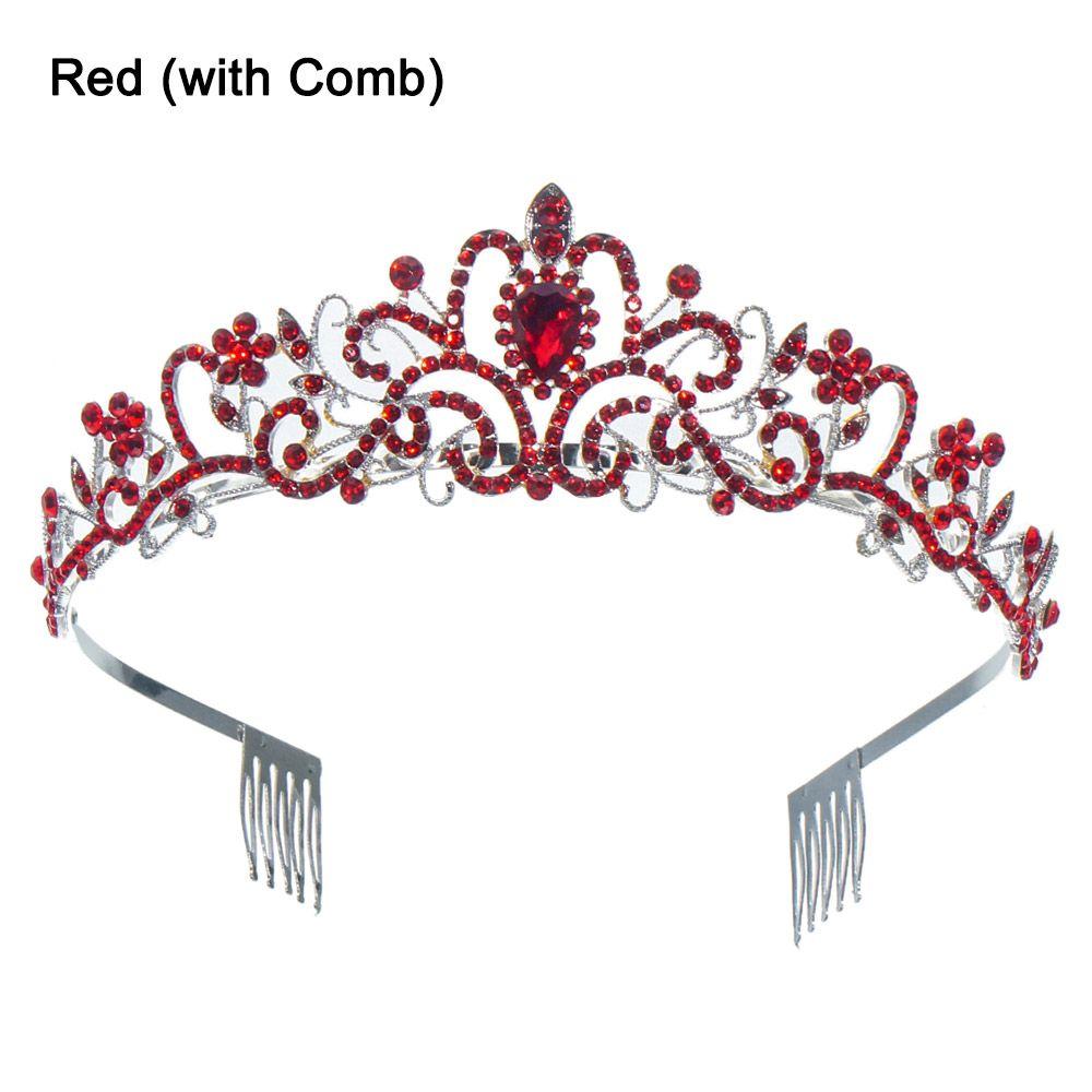 Bridal Hair Accessories Princess Rhinestone Crown with Combs Crystal Headband Silver Tiara Crown