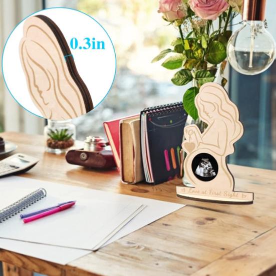 Ultrasound Photo Frame Desktop Decoration Wooden Baby Sonogram Picture Frame Ornament Pregnancy Announcement Expectant Mother