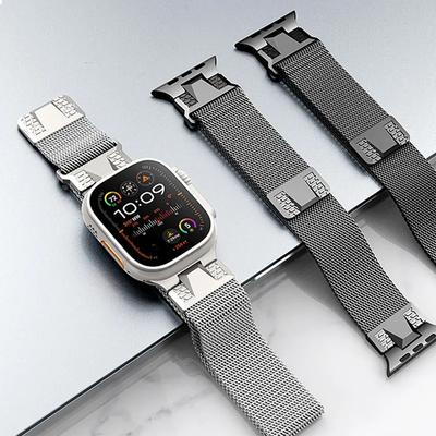 Магнитный ремешок для Apple Watch Ultra 49 мм 45 мм 44 Металлический браслет из нержавеющей стали Миланская петля для IWatch Series 10 46 мм 9 8 7 6 Se Ultra2