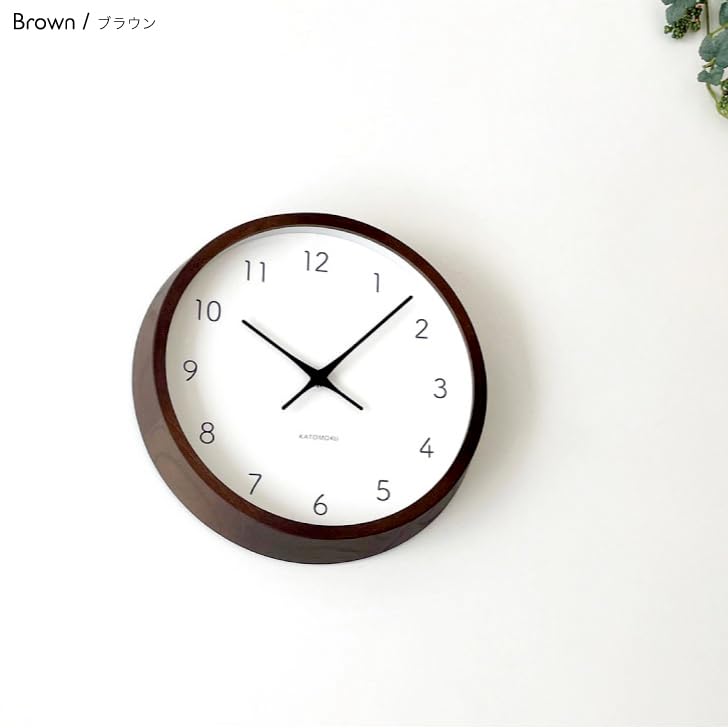 KATOMOKU Muku Clock 7 Brown Wall Continuous Second Diameter km-60BRRC Clock, Hand, 30.6cm (Radio-Controlled Clock)