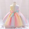 Платья для маленьких девочек, вечерние и свадебные элегантные вечерние платья для новорожденных девочек с большим бантом, платье принцессы на первый день рождения для маленьких девочек