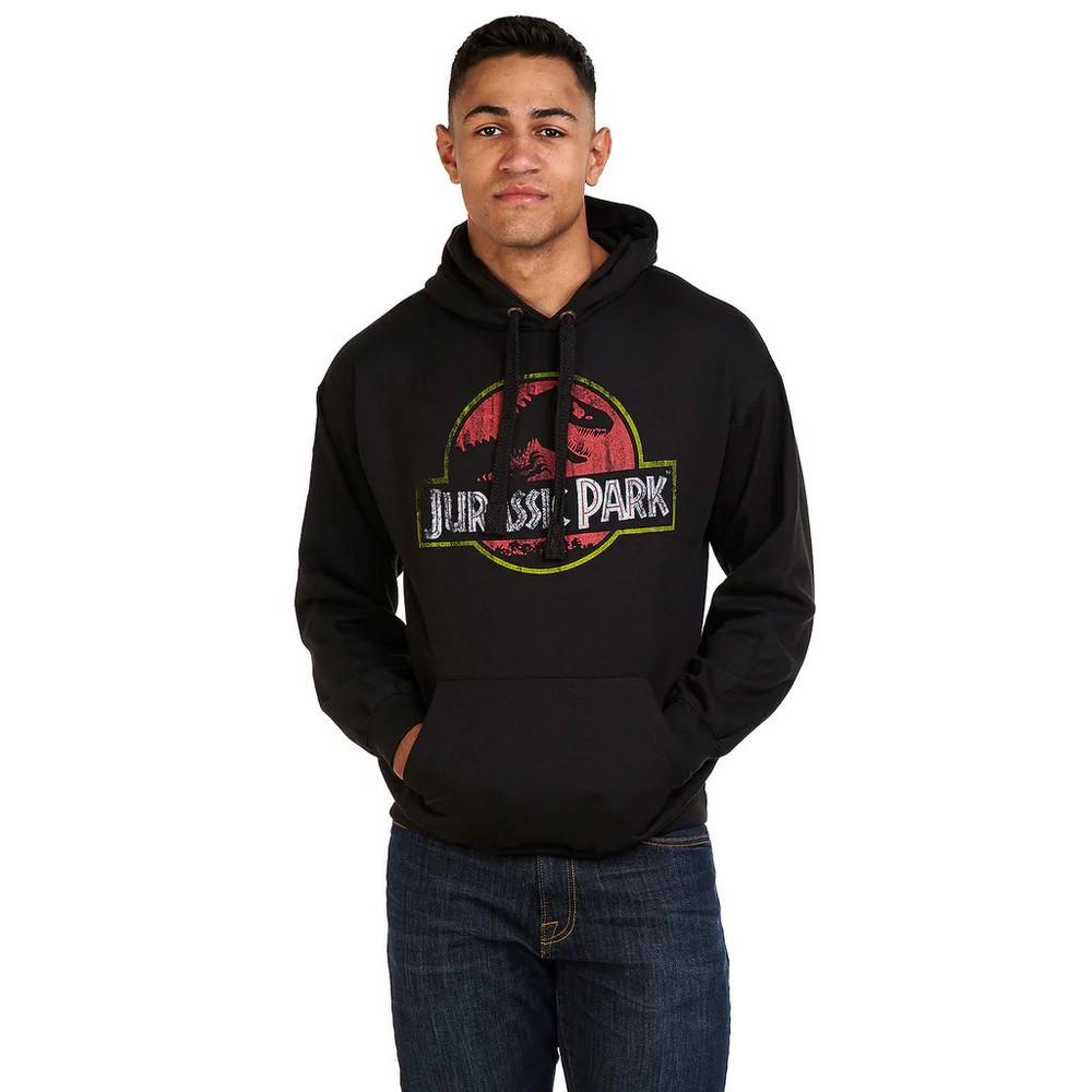 Jurassic Park Mens Distressed Logo Hoodie