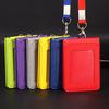 7 Colors PU Card Bag Large Capacity Work Permit Staff Badge Holder with Lanyard