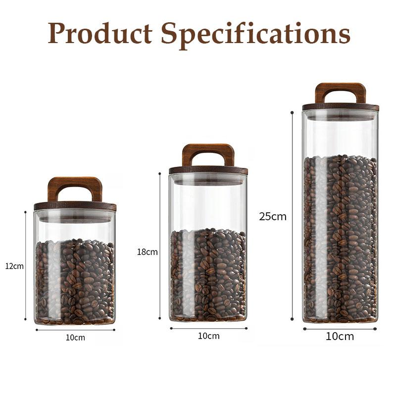 Стеклянная герметичная банка для кофейных зерен, герметичный водонепроницаемый и влагостойкий контейнер, банка для хранения пищевых зерен и конфет