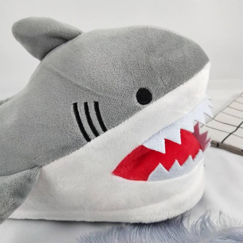 Unisex Cartoon Shark Plush Slippers for Men Women Soft Animal Funny Home Indoor Winter Warm Floor Shoes