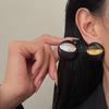 New Chinese black wood inlaid hammer stud earrings French retro light luxury matte wood light luxury Zen daily commuting earrings