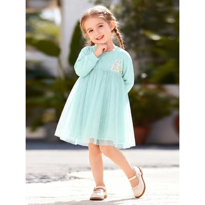 Autumn Long Sleeved Mesh Girls' Dress, European and American Style Cartoon and Western-style Children's Princess Dress