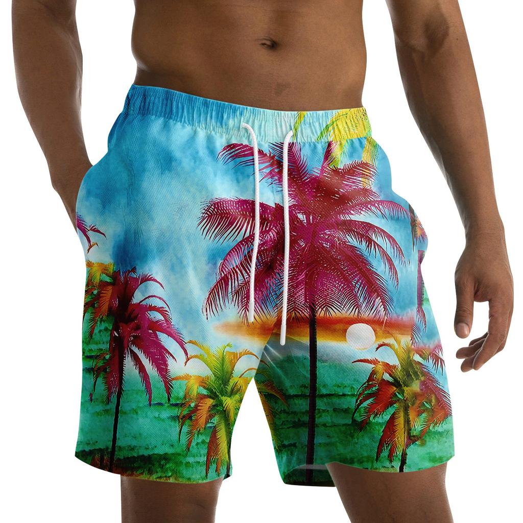 Men's Fashion Printed Strapped Hawaiian Beach Fit Sport Casual Shorts Pants