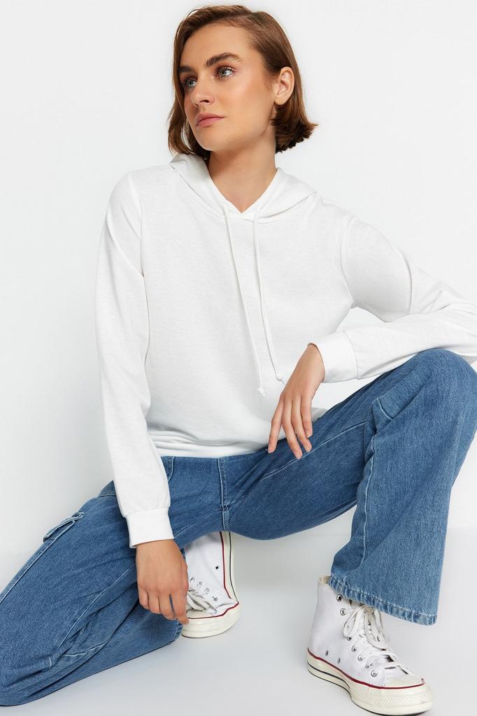 Женская модная стильная толстовка черная, стандартная, стандартная посадка, базовая тонкая вязаная толстовка с капюшоном