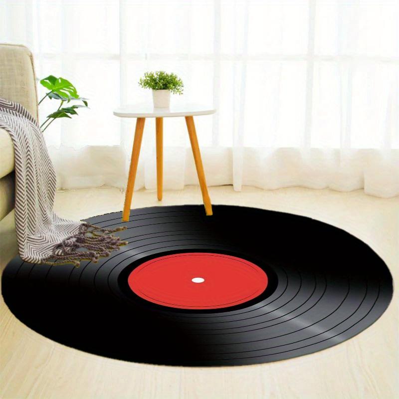 S Red Heart Vinyl Record Round Rug Nonslip Area Rug Office Chair Mat Carpet For Living Room Bedroom Home Decor