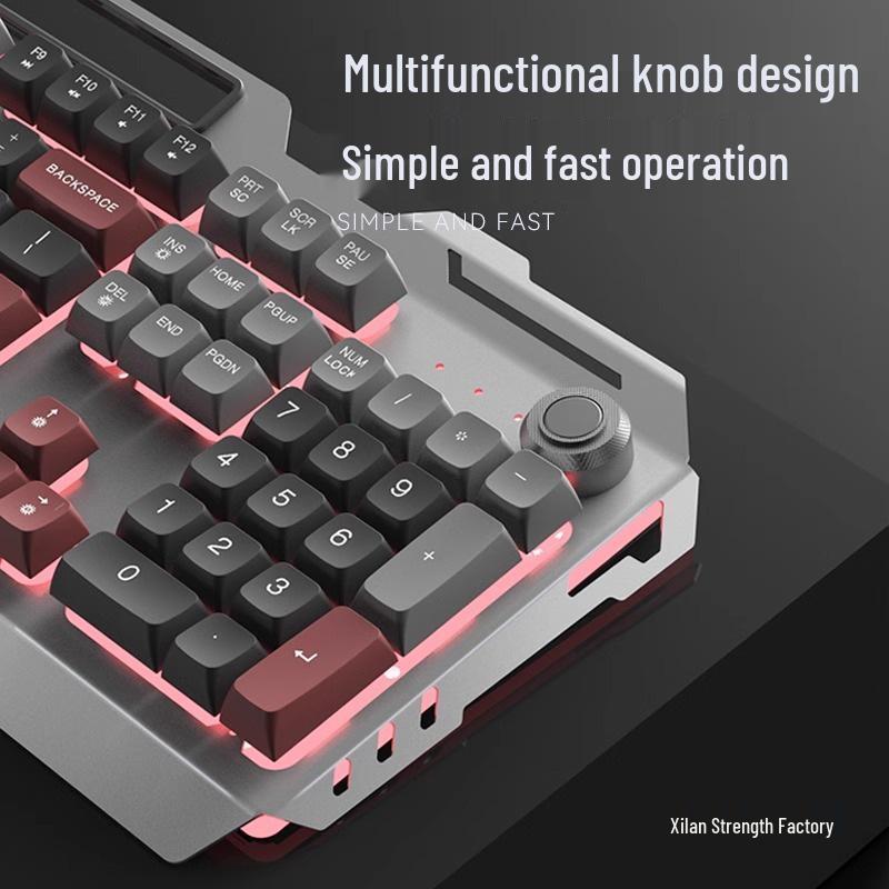 Мужской проводной игровой комплект: Механическая клавиатура, мышь и гарнитура для использования на рабочих местах в киберспорте и интернет-кафе.