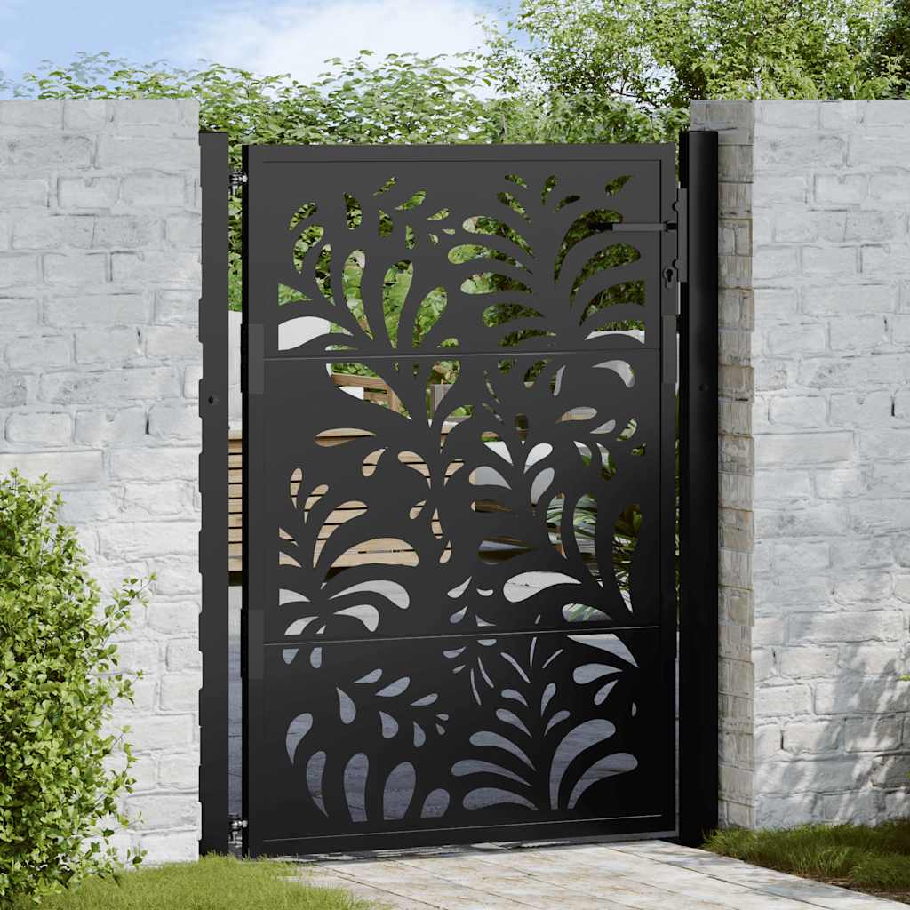 Garden Gate Black 100 x 125 cm Steel Wavy Design