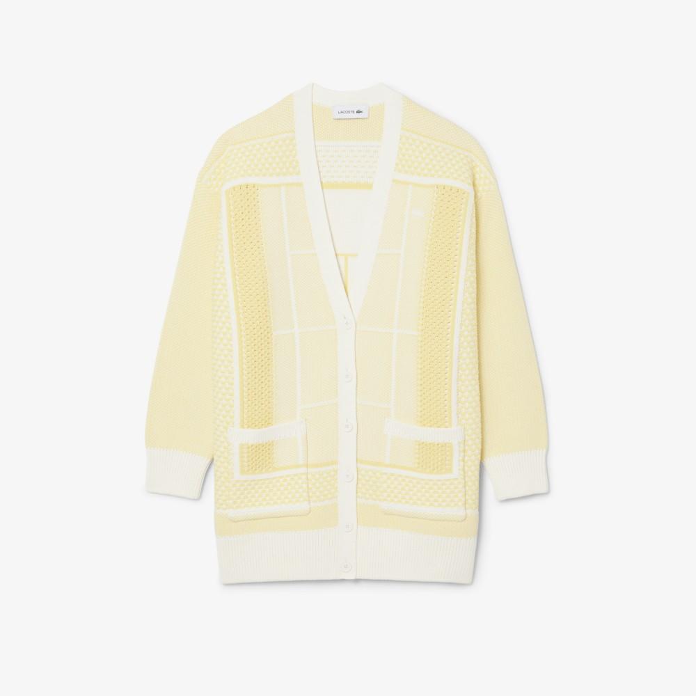 [Lacoste] Women's Tennis Court Jacquard Cardigan AF9871-56GIHX
