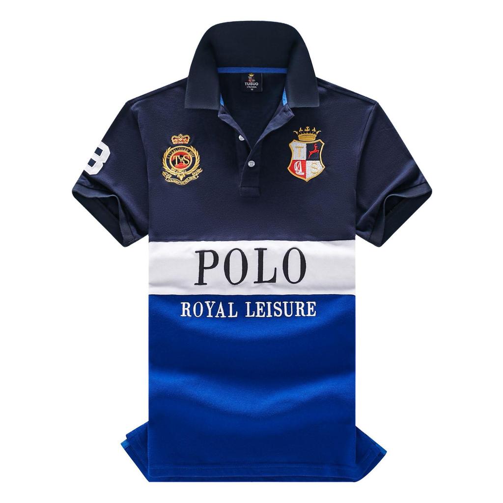 Европейский и американский мужской короткий рукав поло - Британский стиль, спортивный повседневный, хлопок, вышивка, больших размеров