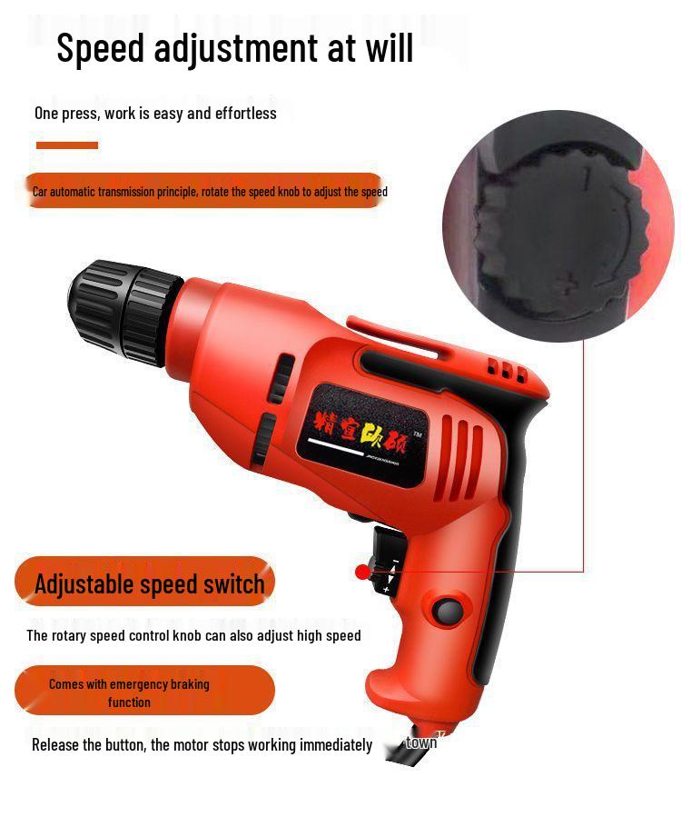 220V Multi-Function Electric Drill Set with Forward/Reverse Speed Control