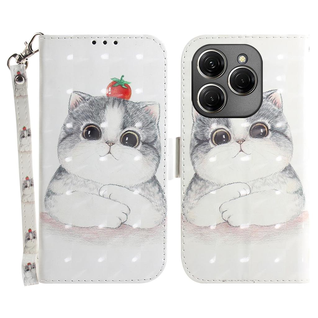 For TECNO Spark 20 Pro Case Pattern Printing Leather Wallet Cover with Strap