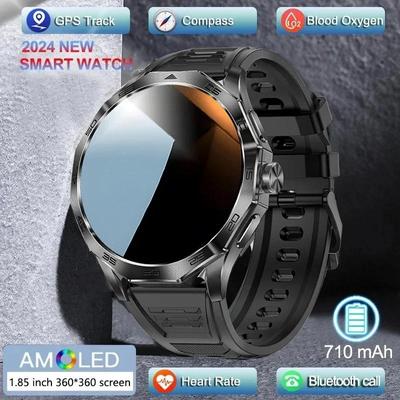 GPS Track Smart Watch Men 1,85-дюймовый Ultra HD AMOLED экран 710 мАч аккумулятор Bluetooth Call SmartWatch 2024 новые часы мужские GPS спортивный трекер