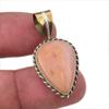 Natural Pink Opal Gemstone 925 Solid Sterling Silver Two Tone Pendant 1.50" J8c04