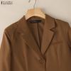 ZANZEA Женский повседневный кардиган-блейзер с лацканами, осенний, с длинным рукавом, тонкий