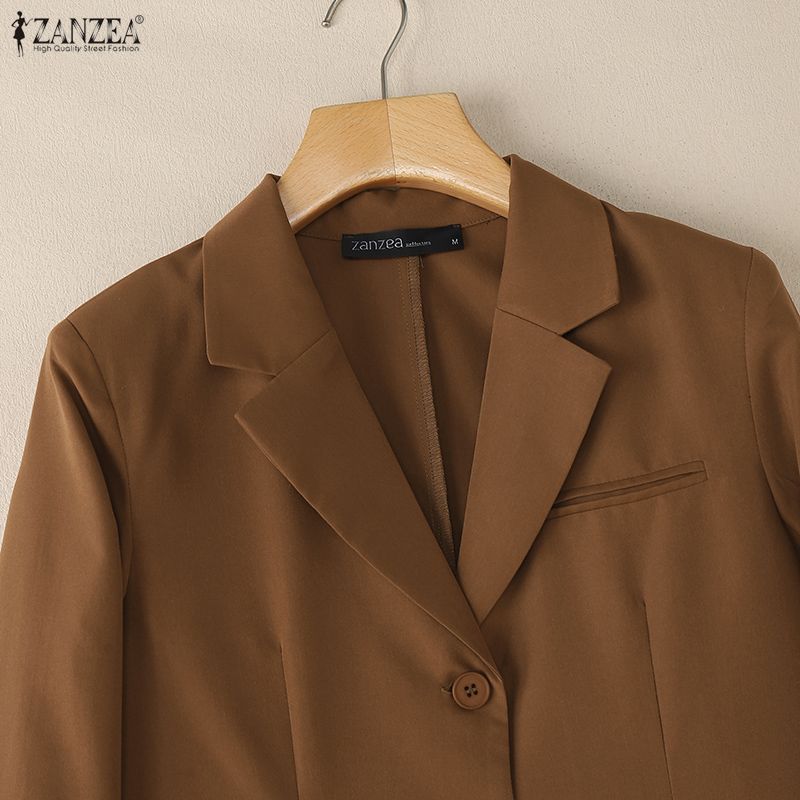 ZANZEA Женский повседневный кардиган-блейзер с лацканами, осенний, с длинным рукавом, тонкий