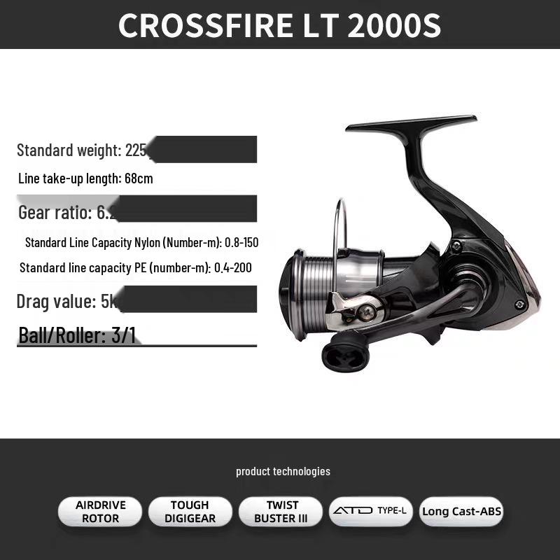 Спиннинговая катушка Daiwa CROSSFIRE LT - Легкая металлическая шпуля для дальнего заброса, Доступна в 26 моделях.