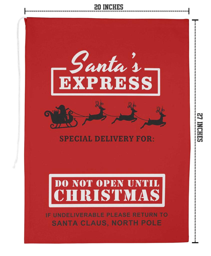 Printtoo Упаковка из 2 специальных рождественских мешков со шнурком, очень большого размера, для многоразового хранения рождественских подарков, 27x20 дюймов