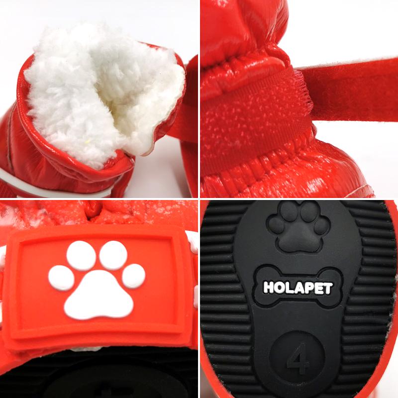 4 Pcs Waterproof Winter Pet Dog Shoes Anti-slip Puppy Snow Boots Leather Dog Footwear Warm Shoes For Small Dogs Cats Chihuahua