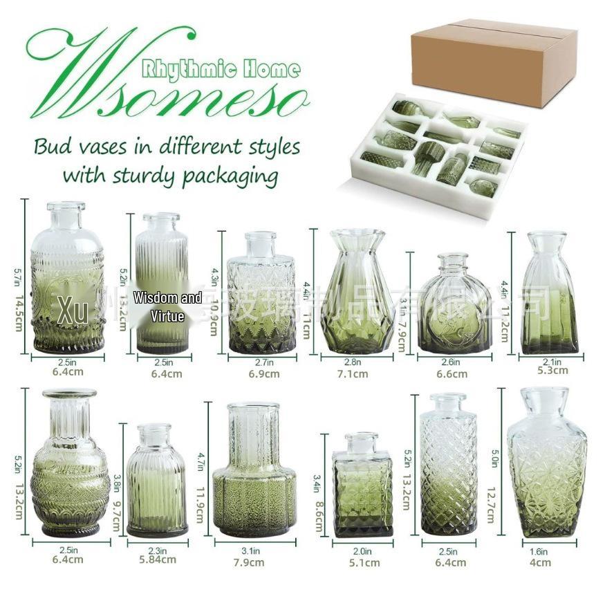 Small French Retro Glass Hydroponic Vase for Home Decor
