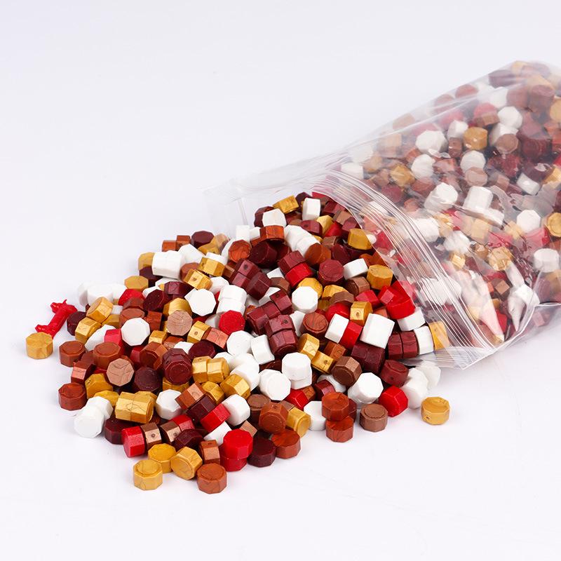 Pearlescent Iridescent Sealing Wax Stamp Set with Octagonal Wax Granules