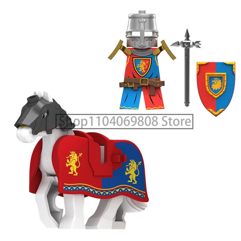 Средневековая Фигурка MOC Строительный Блок Замок Доспехи Рыцари-Тамплиеры Ополченцы Солдаты Артиллеристы Щит Шлем Собираемые Кирпичные Игрушки N10