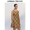 UR 2025 Fall Retro Plaid A-Line Mini Dress