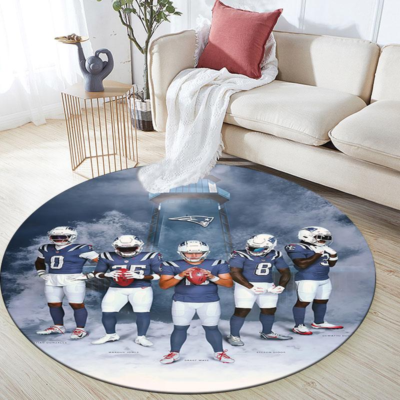 Patriots Players pattern round rug,Carpet Rug for Living Room Bedroom Playroom ,Non-slip Floor Mat,Holiday Gifts and Birthday Gifts.