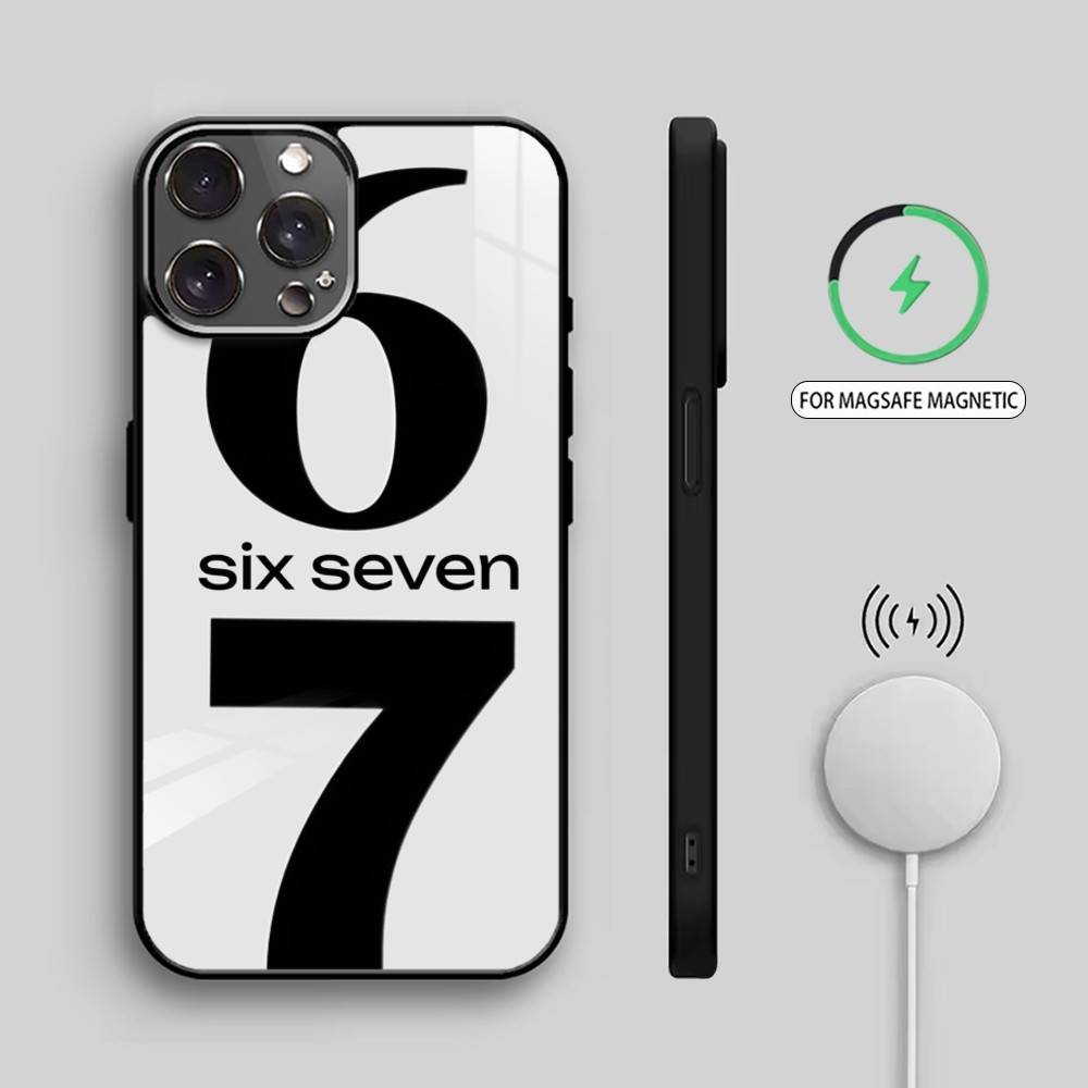 67 S-Six Seven Phone Case For iPhone17,16,15,14,13,12,11 Plus,Pro Max Magnetic For Magsafe Wireless Charging