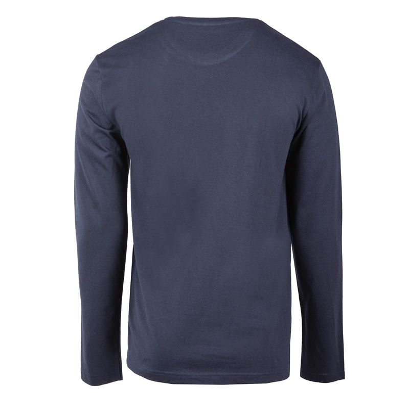 Men's Plain Pajama Set with Logo, Long Sleeves, Round Neck, 100% Cotton, BILL TORNADE