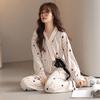 Autumn Pyjamas Women Pajama Sets Striped Star Print Kimonos for Women Cotton Yukata Robes Set