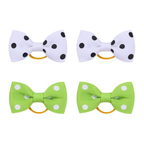 Dog Small Hair Bowknot with Rubber Bands Handmade Hair Dot Bow Pet Grooming Accessories for Party Christmas Birthday