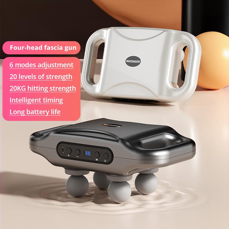 Беспроводной удобный массажный пистолет с 4 головками, массажный инструмент для шеи, шейного отдела позвоночника, массажное оборудование для релаксации мышц