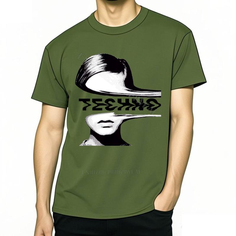 Unisex t shirts Workout Unisex Tshirt Graphic Vintage Tshirt Abstract Face With Techno Text Cool Summer Plus Size Tshirt