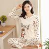 2Pcs/Set Women Long Sleeve Sleepwear Cartoon Anima Pajama Set Long Sleeve Tops Long Pants Casual Sleep Lounge Nightwear