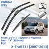 3 шт. для Nissan X-Trail T31 2007-2013 24 "16" 14 "передние и задние щетки стеклоочистителя лобовое стекло резак для окон аксессуары2008 2009 2010 2011 2012 2013