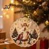 Religious Nativity Crafts Christmas Faux Pearl Painting Suncatcher Kit, 3D Nativity/Santa Claus/Bird/Tree Holiday Window Hanging Decor Beads
