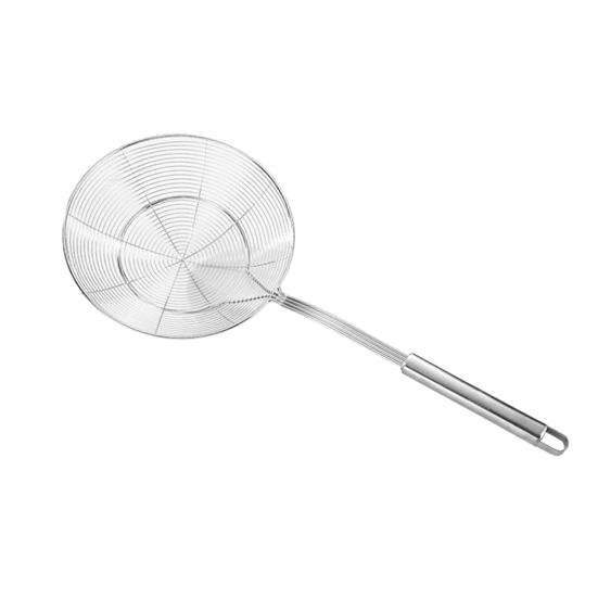 Ложка с прорезями из нержавеющей стали, мелкая сетка, защита от ожогов, длинная ручка, термостойкая жарка, сито для жарки пищевого масла, жира, скиммера