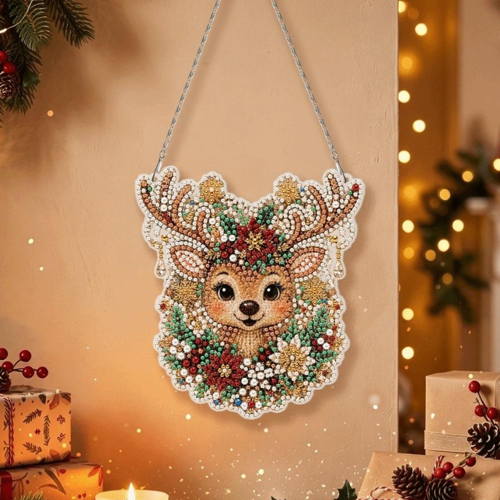 2D Flat Christmas Diamond Painting Set DIY Diamond Painting Hanging Ornament  Holiday Ornament