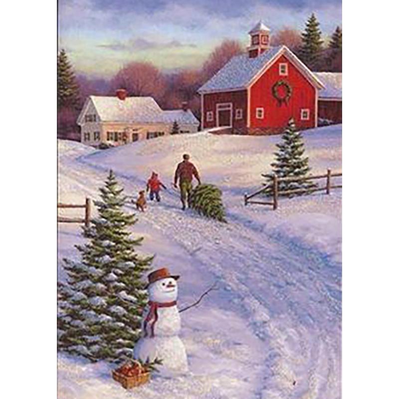 DIY Snow Winter 5D Diamond Painting Full Round Drill Scenic Diamond Embroidery Cross Stitch Mosaic Kits Wall Art Home Decor