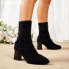 Меховые женские зимние носки с острым носком, туфли на толстой подошве до середины голени, женские, тренд 2024 года, элегантные ботинки челси, туфли-лодочки, зимние новые женские ботинки