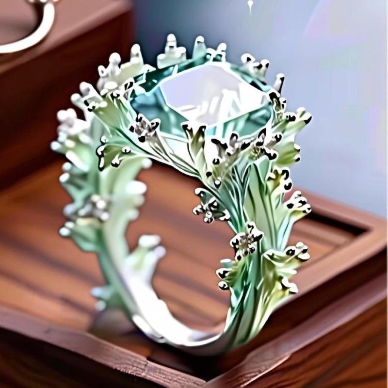 Кольцо с неровной эмалью в виде морского коралла. Модное кольцо, отражающее темперамент и индивидуальность.